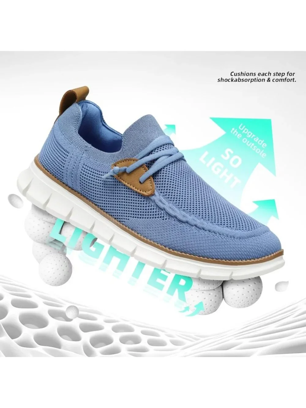 Men's Light Blue Loafers Slip On Walking Dress Casual Business Oxfords Sneakers